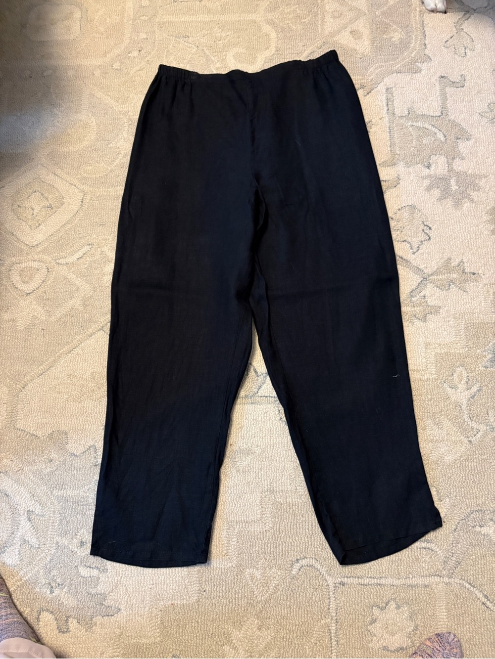 Women’s Flax Black Relaxed Linen-Blend Pants